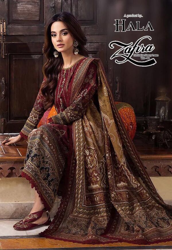 HALA ZAFIRA VOL 4 HEAVY LAWN COTTON WHOLESALE CATALOGUE SUITS SURAT