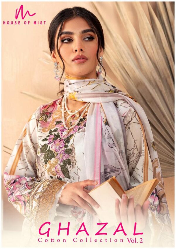 HOUSE OF MIST GHAZAL COTTON COLLECTION VOL 2 CATALOGUE SUITS DESING