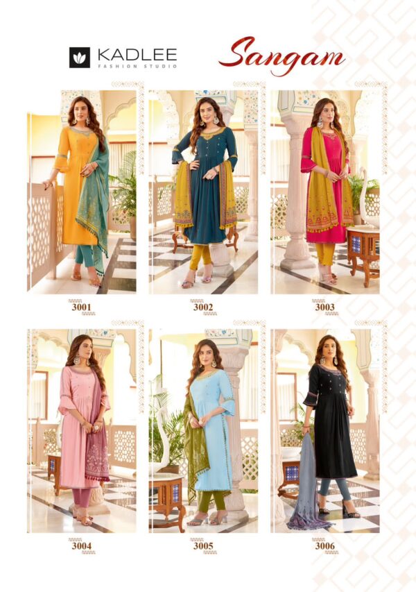 KADLEE 3001 TO 3006 SANGAM WHOLESALE KURTI CATALOGUE DEALERS