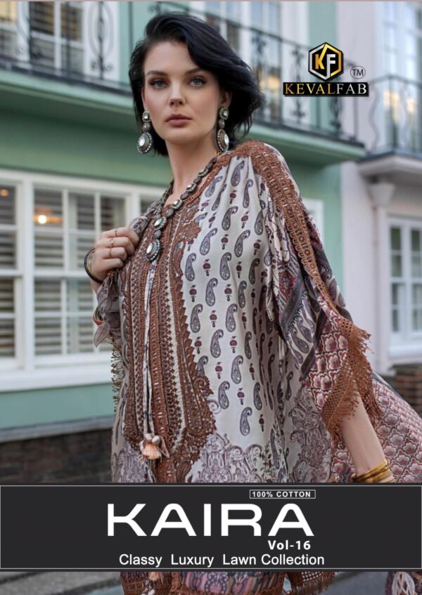 KEVAL FAB KAIRA VOL 16 HEAVY COTTON LAWN PAKISTANI SUITS WHOLESALE