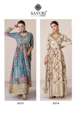 SAYURI DESIGNER 5273 TO 5274 PHULAARI GOWN WHOLESALE IN SURAT