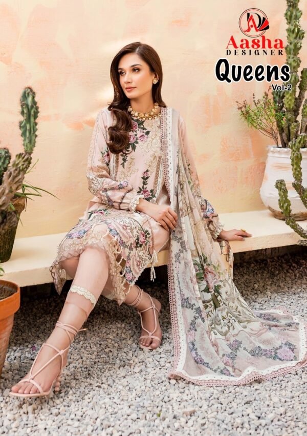 AASHA DESIGNER 10088 TO 1011 QUEEN'S-2 COTTON PAKISTANI SUITS SUPPLIER