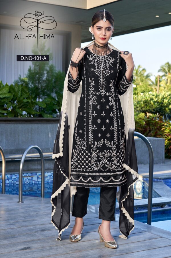 AL FATHIMA AFREEN D.No 102 GEORGETTE SEMI STITCH PAKISTANI SUIT CATALOGUE