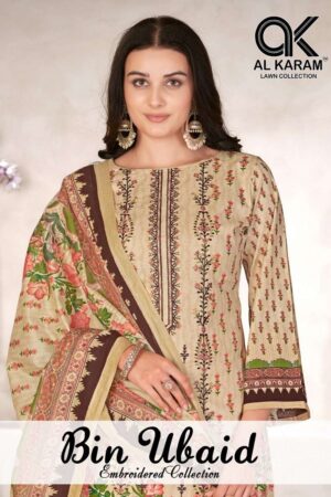 AL KARAM BIN UBAID SELF EMBRODARY COLLECTION PAKISTANI SUITS WHOLESALE