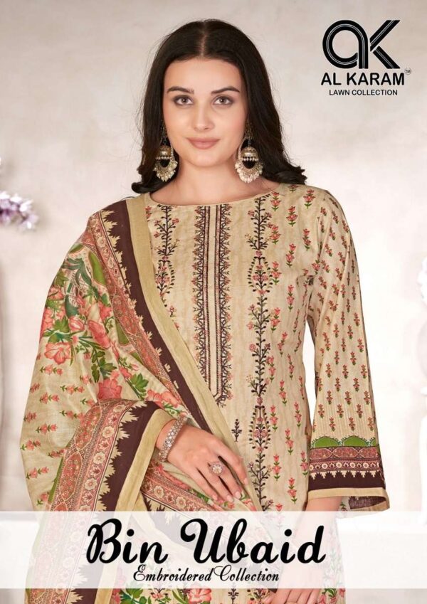 AL KARAM BIN UBAID SELF EMBRODARY COLLECTION PAKISTANI SUITS WHOLESALE