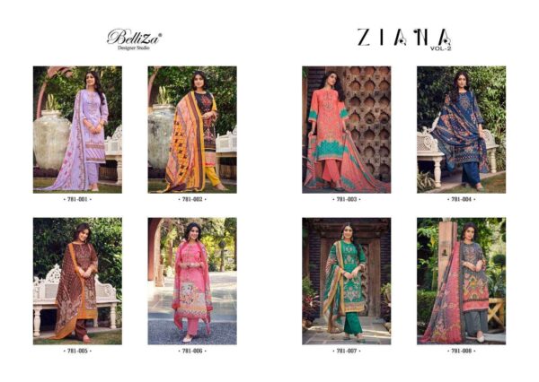 BELLIZA 781 ZIANA COTTON UNSTITCHED SALWAR SUITS WHOLESALE