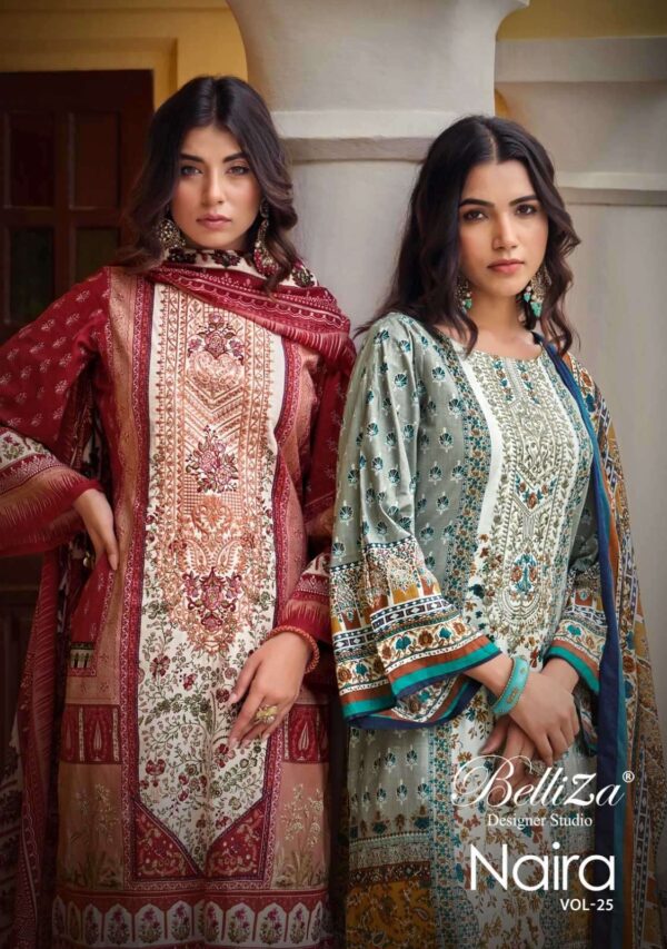 BELLIZA 862 NAIRA VOL-25 SELF EMBROIDERY COTTON PRINTED SUITS CATALOGUE