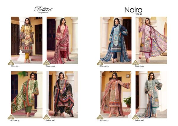 BELLIZA 862 NAIRA VOL-25 SELF EMBROIDERY COTTON PRINTED SUITS CATALOGUE