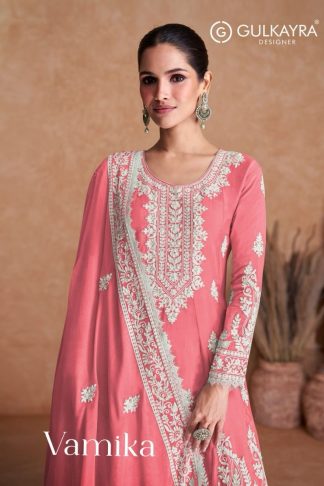 GULKAYRA DESIGNER 7405 VAMIKA REAL SILK PLAZZO SUITS CATALOGUE