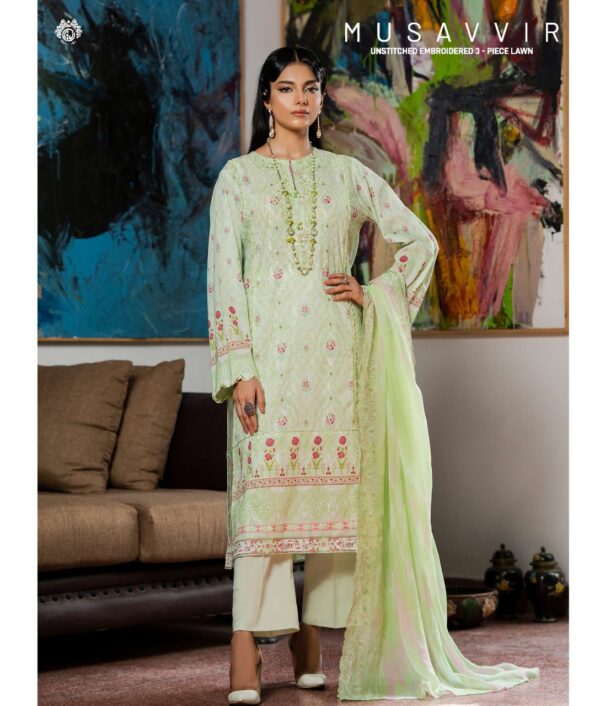 GULLAJEE MUSAVVIR 2023 LAXURY ORIGNAL LAWN DIGITAL CHIKANKARI