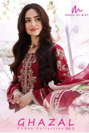 HOUSE OF MIST GHAZAL COTTON COLLECTION 3 CATALOGUE SUITS DESING