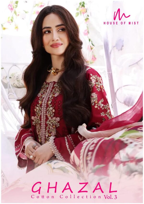 HOUSE OF MIST GHAZAL COTTON COLLECTION 3 CATALOGUE SUITS DESING