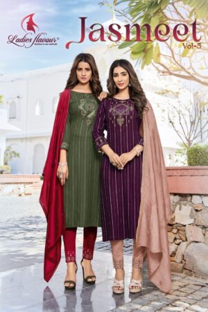 LADIES FLAVOUR JASMEET VOL 5 REYON READYMADE KURTI WHOLESALE