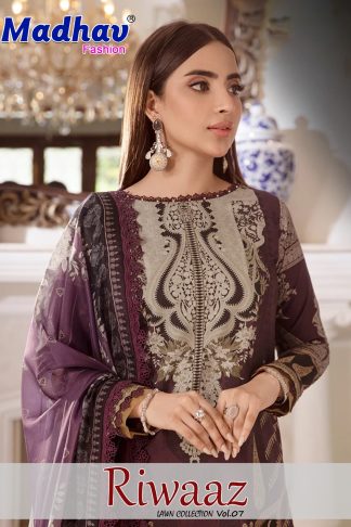 MADHAV FASHION RIWAAZ VOL 7 LAWN COTTON SUITS CATALOGUE ONLINE