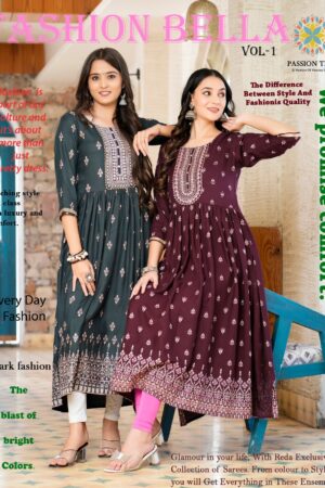 PASSION TREE FASHION BELLA VOL 1 DESIGNER NYRA CUT KURTI GOWNS CATALOGUE