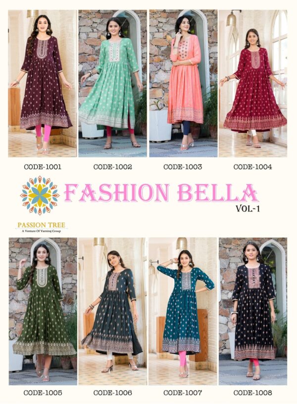 PASSION TREE FASHION BELLA VOL 1 DESIGNER NYRA CUT KURTI GOWNS CATALOGUE