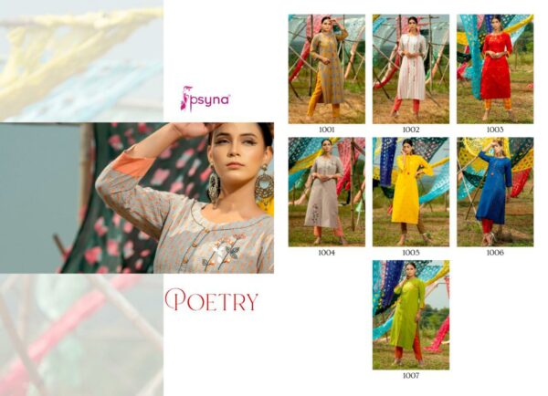 PSYNA 1001 TO 1006 POETRY VOL1 STYLISH READYMADE KURTI WHOLESALE