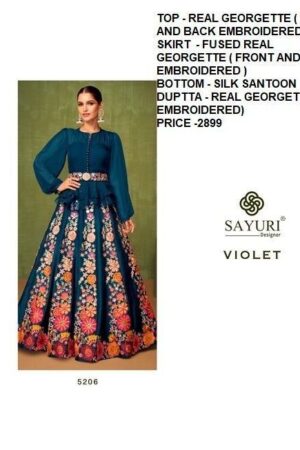 SAYURI DESIGNER 5206 VIOLET PREMIUM REAL GEORGETTE SKIRT WHOLESALE