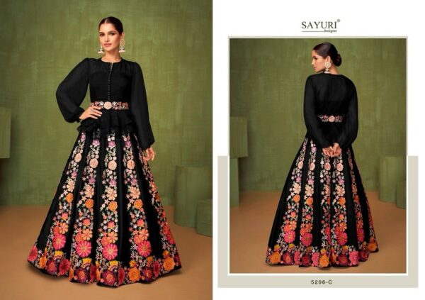 SAYURI DESIGNER 5206 VIOLET PREMIUM REAL GEORGETTE SKIRT WHOLESALE