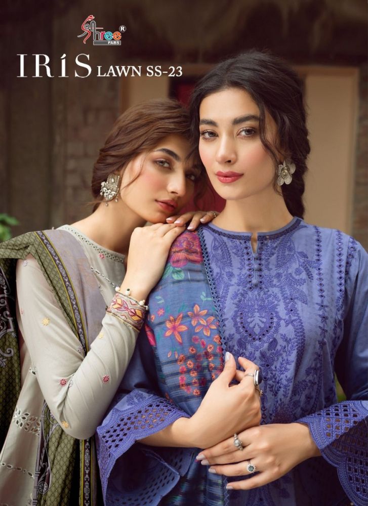 SHREE FABS IRIS LAWN SS - 2023 COTTON PAKISTANI SUITS WHOLESALE (#20738)