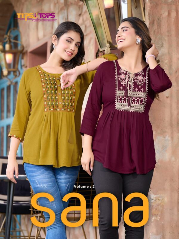 TIPS & TOPS 201 TO 208 SANA Vol 02 READYMADE KURTI WHOLESALE