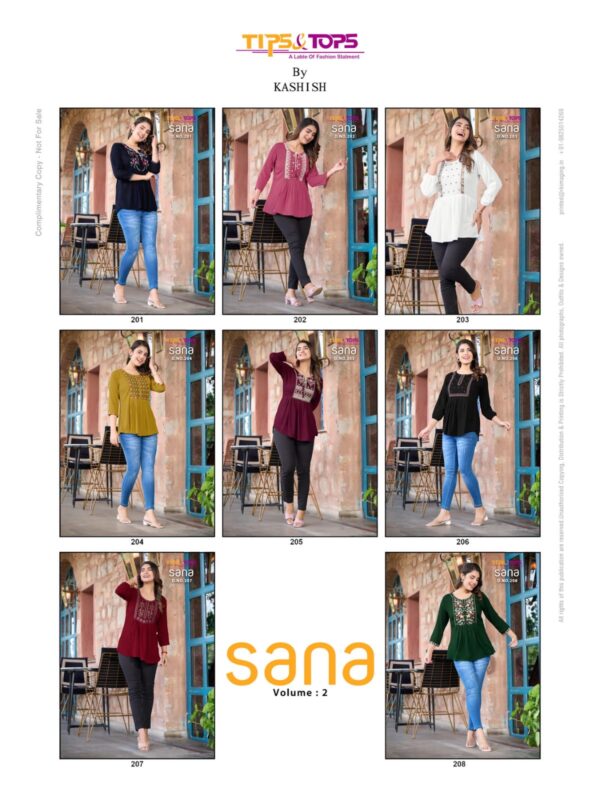 TIPS & TOPS 201 TO 208 SANA Vol 02 READYMADE KURTI WHOLESALE