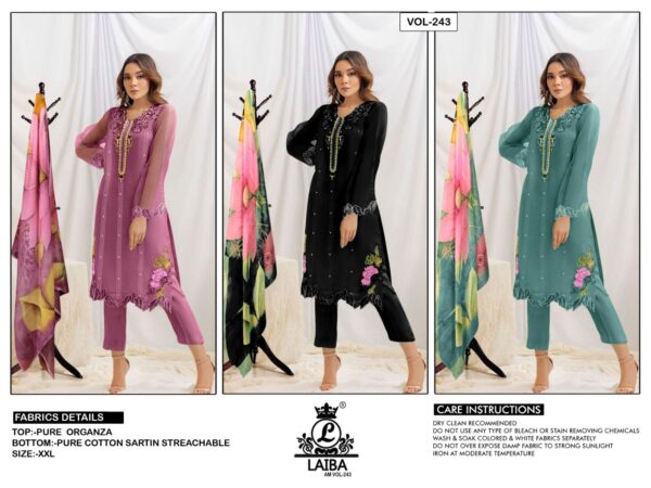 LAIBA AM VOL 243 PURE ORGANZAE READYMADE KURTI ONLINE SUPPILER