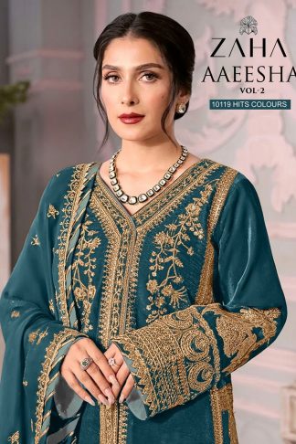 ZAHA 10119 AAEESHA VOL 2 PAKISTANI SALWAR SUITS MANUFACTURER