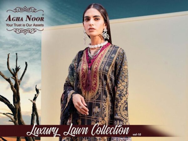 AGHA NOOR VOL 10 LAXURY LAWN COLLECTION SALWAR SUITS WHOLESALE