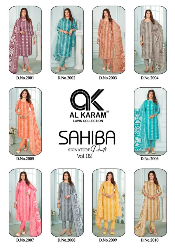 AL KARAM SAHIBA SIGNATURE PRINT VOL 02 COTTON WHOLESALE SUITS ONLINE