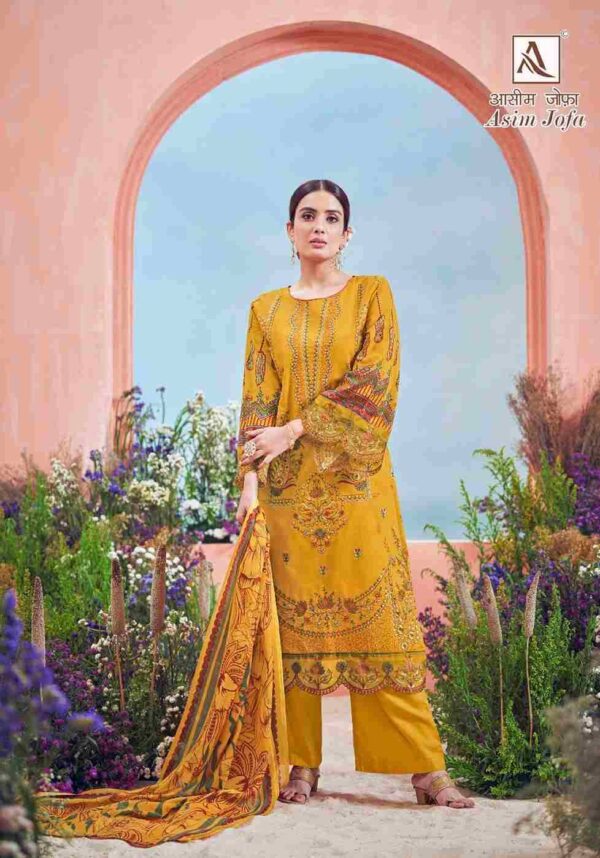 ALOK SUITS ASIM JOFA H 1441 KARACHI SALWAR SUITS CATALOGUE