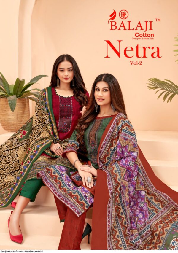 BALAJI COTTON NETRA VOL 2 EMBROIDERY SALWAR SUITS ONLINE SUPPLIER