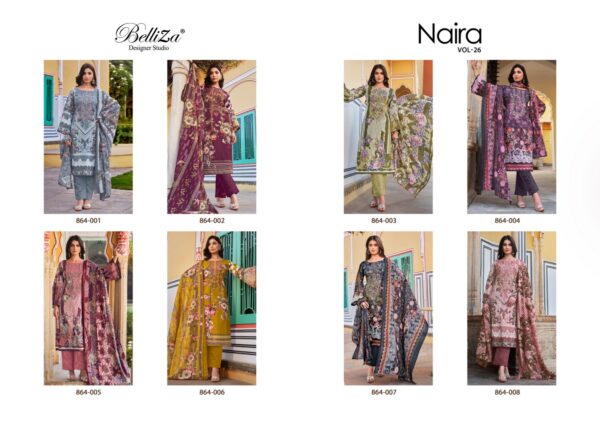 BELLIZA 864 NAIRA VOL-26 COTTON WHOLESALE PAKISTANI SUITS ONLINE