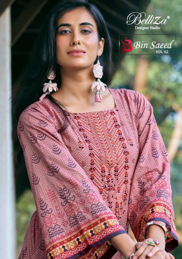 BELLIZA DESIGNER BINSAEED VOL-2 COTTON PRINTED DRESS MATERIAL ONLINE WHOLESALE