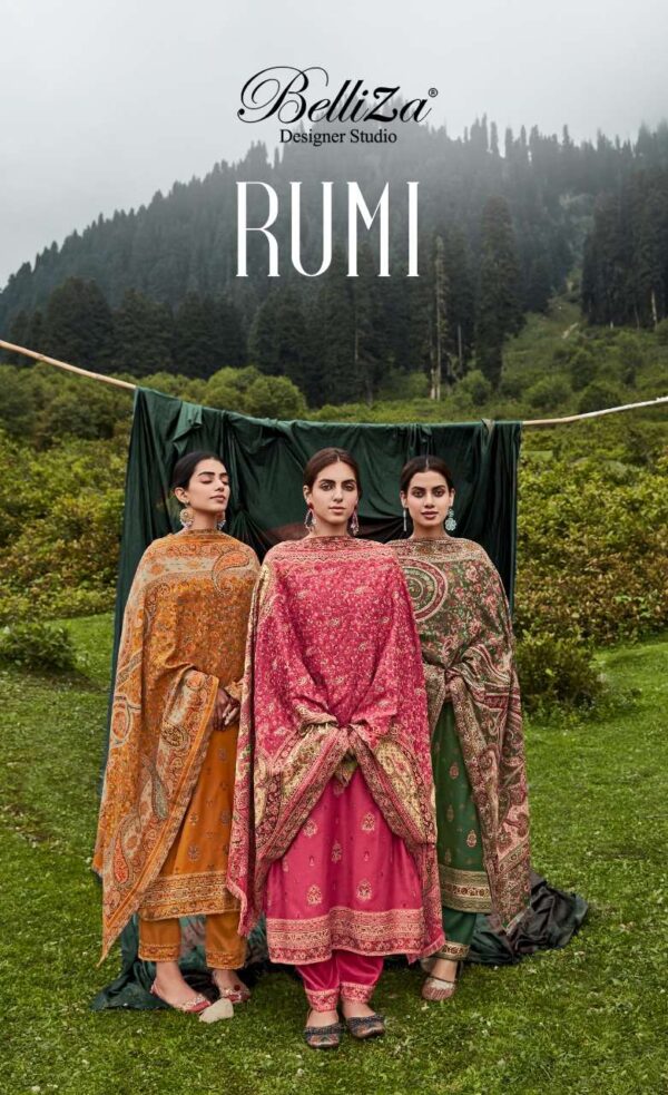 BELLIZA DESIGNER RUMI ORIGINAL WOOL PASHMINA SALWAR SUITS WHOLESALE