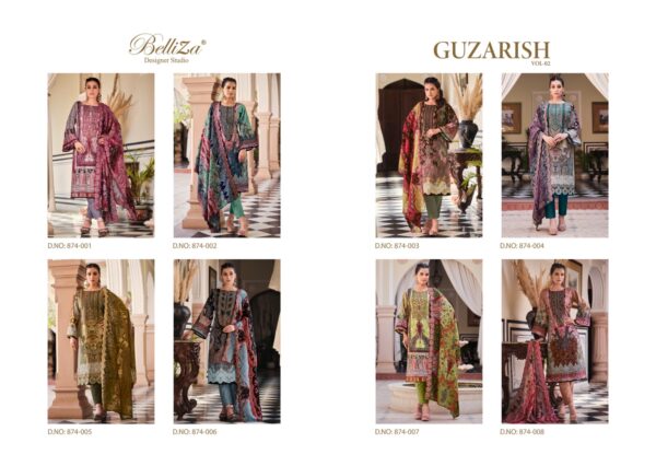 BELLIZA GUZARISH VOL-2 874 COTTON EMBROIDERY PAKISTANI SALWAR SUITS