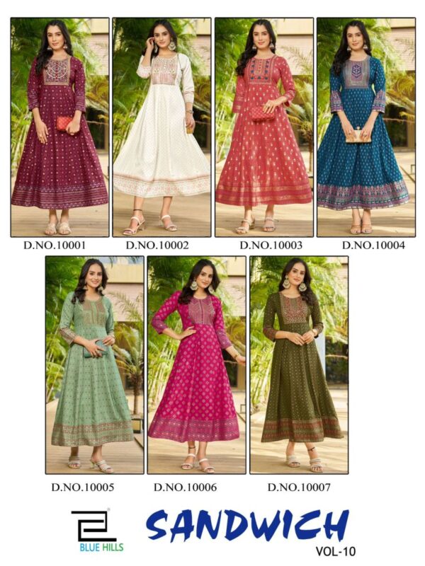 BLUE HILLS SANDWICH VOL 10 READYMADE KURTIS GOWN WHOLESALER