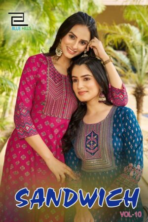 BLUE HILLS SANDWICH VOL 10 READYMADE KURTIS GOWN WHOLESALER