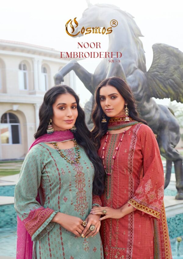 COSMOS FASHION NOOR EMBROIDERED VOl -3 LAWN PAKISTANI SUITS WHOLESALE