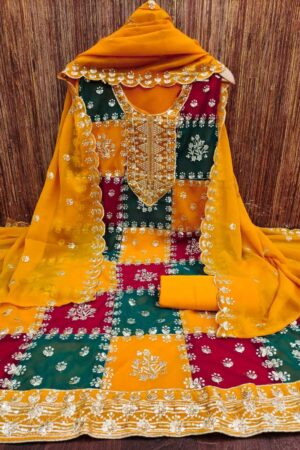 DESIGNER SUITS GEORGETTE EMBROIDERY DRESS MATERIAL SUPPLIER