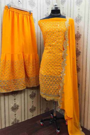 DESIGNER SUITS GEORGETTE SEMISTICH FOIL MIRROR WORK SALWAR KAMEEZ