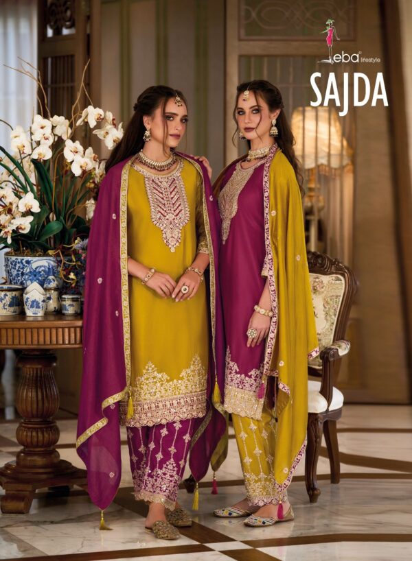 EBA LIFESTYLE SAJDA 1663 & 1664 PREMIUM SILK SALWAR SUITS SUPPLIER