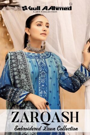 GULL AAHMED ZARQASH SELF EMBRODARY LAWN COLLECTION PAKISTANI SUITS ONLINE