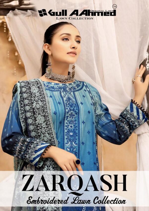 GULL AAHMED ZARQASH SELF EMBRODARY LAWN COLLECTION PAKISTANI SUITS ONLINE