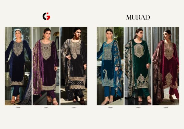 GULL JEE MURAD BY DEEPSY 24001 TO 24006 PURE VELVET SALWAR SUITS CATALOGUE