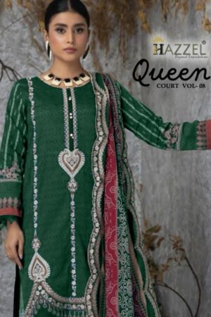 HAZZEL QUEEN’S COURT 8 LUXURY LAWN PAKISTANI SUITS WHOLESALE