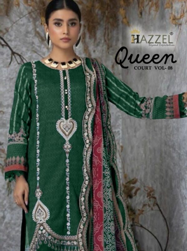 HAZZEL QUEEN’S COURT 8 LUXURY LAWN PAKISTANI SUITS WHOLESALE