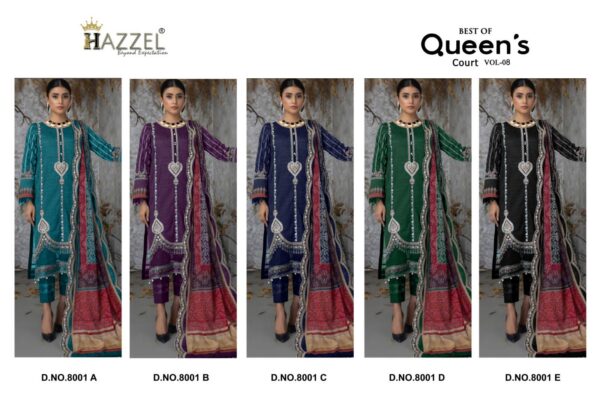 HAZZEL QUEEN’S COURT 8 LUXURY LAWN PAKISTANI SUITS WHOLESALE