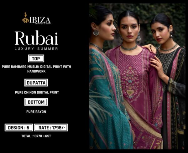 IBIZA RUBAI LUXURY SUMMER MUSLIN PAKISTANI SUITS WHOLESALE