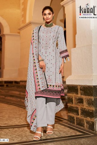 ISHAAL PRINTS EMBROIDERED LAWN 03 ABCD SUITS CATALOGUE